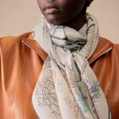 HERMES エルメス ショール 140 騎乗のパースペクティブ ベージュ ショール 140 - ピンク - レディス, スカーフ、ショール